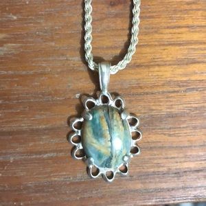 Sterling silver and stone pendant necklace